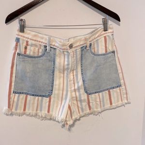 American Eagle Striped High Waist Shorts, Raw Frayed Hem Size 10 (NWOT)